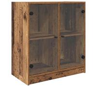 GHVBNMF Armoire latérale en bois vieilli 68 x 37 x 75,5 cm Buffet avec | Armoire d'appoint compacte pour salon et salle à manger avec 2 portes en verre et beaucoup d'espace de rangement aspect bois