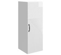 GHVBNMF Armoire murale en bois blanc brillant 33 x 34,5 x 90 cm | Armoire suspendue élégante en bois pour salon et couloir avec 2 étagères et support mural robuste.