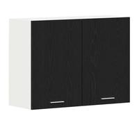 GHVBNMF Armoire suspendue Lyon - Noir - Aspect chêne - 80 x 31 x 60 cm | Armoire de cuisine murale pratique en bois avec 1 étagère pour assiettes, tasses et fournitures dans la salle à manger.