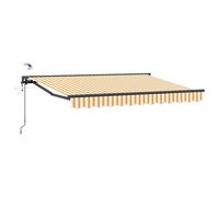 GHVBNMF Auvent électrique à bras articulé - 3,5 x 2 m - Store enrouleur à cassette avec télécommande et manivelle - Auvent mural robuste avec cadre en aluminium pour terrasse, balcon et jardin - Jaune