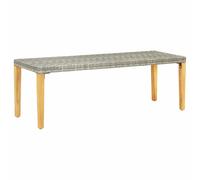 GHVBNMF Banc de jardin 80 cm en polyrotin et bois d'acacia Gris | Banc de parc compact en polyrotin gris et bois d'acacia, idéal pour la terrasse, le balcon et le jardin d'hiver.