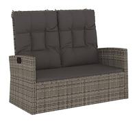 GHVBNMF Banc de jardin avec fonction allongée, 118 cm, polyrotin, 2 places | Dossier réglable par simple pression d'un bouton pour terrasse et balcon. Les coussins rembourrés doux offrent un grand