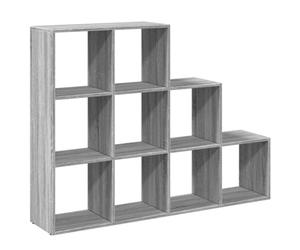 GHVBNMF Bibliothèque à 3 niveaux - Séparateur de pièce - Cube - Gris Sonoma | Étagère d'escalier à 9 compartiments en bois robuste pour salon et bureau. Flexible comme séparateur de pièce.