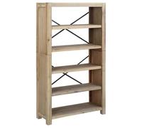 GHVBNMF Bibliothèque à 5 compartiments 80 x 30 x 140 cm en bois d'acacia | Étagère élégante au design rétro pour salon et chambre à coucher avec surface brossée et protection anti-basculement.