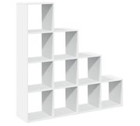 GHVBNMF Bibliothèque escalier 4 niveaux Blanc 131,5 x 29 x 131,5 cm | Étagère cube en forme de marches avec 10 compartiments en bois, flexible comme séparateur de pièce pour le salon et le bureau