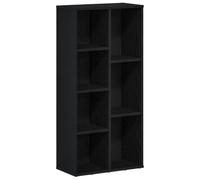 GHVBNMF Bibliothèque noire aspect chêne 50 x 25 x 104 cm | Étagère flexible à 7 compartiments pour le salon et le bureau. Peut être posé verticalement ou horizontalement avec support