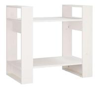 GHVBNMF Bibliothèque, séparateur de pièce, blanc, 60 x 35 x 57 cm, pin | Étagère compacte en bois massif sans paroi arrière pour salon, chambre à coucher et bureau.
