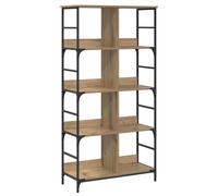 GHVBNMF Bibliothèque sur pied 4 niveaux 78,5 x 33 x 153 cm Chêne Artisan | Étagère autoportante à 4 étages en bois et métal pour salon, bureau ou couloir.