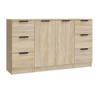 GHVBNMF Buffet 3 pièces en chêne Sonoma | Ensemble d'armoire polyvalent pour le salon et le couloir : armoires d'appoint fines avec beaucoup d'espace de rangement et