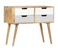 GHVBNMF Buffet 85 x 40 x 71 cm en bois massif de mangue, commode à 4 | Table d'appoint vintage polyvalente au look shabby chic coloré, idéale comme armoire de couloir décorative pour le salon.