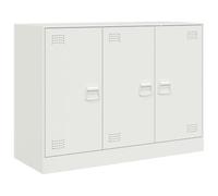 GHVBNMF Buffet blanc 99 x 39 x 73 cm en métal avec 3 portes | Meuble de bureau robuste en acier pour salon et bureau. 6 compartiments offrent beaucoup d'espace de rangement pour les