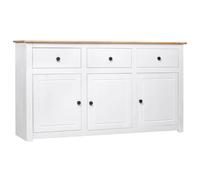 GHVBNMF Buffet blanc naturel en pin 135 x 40 x 80 cm Commode 3 portes | Buffet élégant en bois massif pour salon et chambre à coucher avec 3 tiroirs et 3 compartiments pour beaucoup d'ordre.