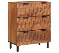 GHVBNMF Buffet commode 60 x 33 x 75 cm en bois massif de mangue marron | Buffet compact avec 3 tiroirs et pieds en fer solides pour le salon ou la chambre à coucher.