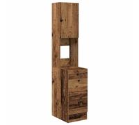 GHVBNMF Buffet de cuisine haut aspect bois vieilli 32 x 50 x 180 cm | Armoire de cuisine étroite au look vintage avec 3 étagères et 1 porte pour les petites niches dans la cuisine et la salle à