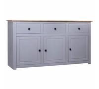 GHVBNMF Buffet gris en bois massif - 135 x 40 x 80 cm | Armoire en bois solide avec 3 portes et 3 tiroirs pour salon, couloir ou salle à manger. Facile d'entretien et durable.