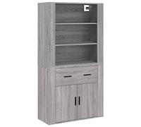 GHVBNMF Buffet haut gris Sonoma en bois - 2 pièces - 80 cm | Armoire de rangement combinable en bois pour salon et couloir. Le montage mural assure de l'ordre et permet d'économiser de