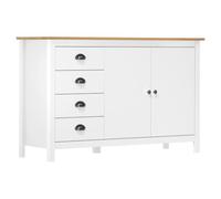 GHVBNMF Buffet Hill en bois massif de pin blanc marron miel 130 x 40 x 80 | Armoire d'appoint élégante pour salon et chambre à coucher avec 4 tiroirs et 2 portes pour un rangement bien rangé.
