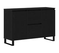 GHVBNMF Buffet noir aspect chêne 101,5 x 35 x 70 cm Buffet | Commode élégante noire avec 2 tiroirs et 2 portes, idéale pour ranger la salle à manger et le salon.