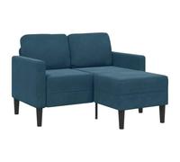 GHVBNMF Canapé 2 places en forme de L avec méridienne en velours bleu 125 | Canapé d'angle compact pour petit salon, housse en velours doux, pieds métalliques solides et rembourrage confortable pour se