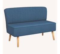 GHVBNMF Canapé 2 places en tissu avec cadre en bois, bleu, 117 x 55,5 x 77 | Canapé rembourré compact avec cadre en bois solide pour le salon, la chambre ou le bureau. Offre un confort d'assise