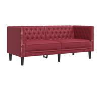 GHVBNMF Canapé Chesterfield 2 places en cuir synthétique bordeaux 174 x | Fauteuil rembourré élégant avec joint à boutons pour salon et bureau, rembourrage en mousse épaisse et pieds en bois stables