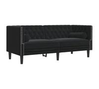 GHVBNMF Canapé Chesterfield 2 places en velours noir avec 2 coussins de | Fauteuil club rembourré élégant pour votre salon, avec 2 coussins de nuque pour un confort d'assise optimal.