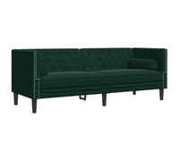GHVBNMF Canapé Chesterfield 3 places en velours vert foncé avec 2 coussins | Élégant canapé rembourré de style club classique pour le salon, avec deux coussins assortis pour un confort optimal.