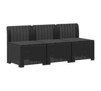 GHVBNMF Canapé de jardin 3 places aspect rotin PP canapé modulable | Banc de jardin flexible 3 places en résine synthétique résistante aux intempéries aspect rotin avec coussin d'assise pour