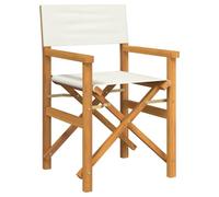 GHVBNMF Chaise de directeur pliable en teck massif Crème | Chaise pliante solide en bois de teck pour balcon, terrasse et table à manger avec accoudoirs confortables et grand confort