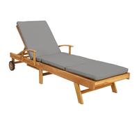 GHVBNMF Chaise longue de jardin en teck avec roulettes 195 x 68 cm | Chaise longue en bois réglable avec table latérale extensible et côté de soutien doux pour terrasse, balcon et piscine.