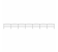 GHVBNMF Clôture de jardin en acier noir 11,9 m 7 panneaux de clôture avec 8 | Clôture en métal robuste pour terrain et jardin, montage flexible avec pointes décoratives et kit de fixation inclus.