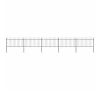 GHVBNMF Clôture de jardin en acier noir 8,5 m 5 éléments de clôture avec | Clôture décorative en métal avec pointes de lance pour jardin, terrain et cour, matériel de montage et option d'extension