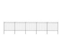 GHVBNMF Clôture de jardin en acier noir 8,5 m avec 5 éléments | Kit complet de clôture décorative en métal pour jardin et jardin avant, composé d'éléments en acier revêtu par pulvérisation.