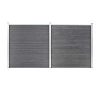 GHVBNMF Clôture de jardin en WPC - 353 x 186 cm - Gris | Design à lamelles double face pour jardin et cour, kit de construction robuste en WPC comprenant 3 poteaux et 2 barres en