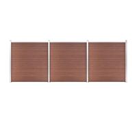 GHVBNMF Clôture de jardin WPC - 526 x 186 cm - Marron - Brise-vue avec | Brise-vue modulaire WPC pour le jardin avec montage de poteau variable en droit, d'angle ou en forme de T.