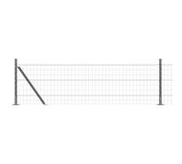 GHVBNMF Clôture Euro avec poteaux 0,6 x 25 m Grillage en acier PVC Gris | Kit complet solide pour jardin et terrasse. La clôture en fil flexible offre une protection claire et une délimitation