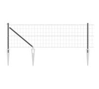 GHVBNMF Clôture grillagée grise 0,6 x 25 m avec poteaux en acier | Kit complet de clôture Euro en acier robuste et PVC pour une délimitation claire dans le jardin ou sur la terrasse.