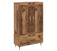 GHVBNMF Commode haute aspect bois vieilli 69,5 x 31 x 115 cm avec portes | Meuble d'appoint étroit pour salon et couloir : avec 2 portes, 1 tiroir, pieds en métal et protection anti-basculement murale