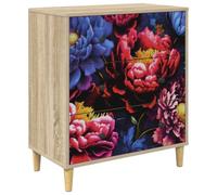 GHVBNMF Commode Kiel avec 3 tiroirs 66 x 36,5 x 75 cm Armoire d'appoint | Buffet moderne pour chambre à coucher et couloir avec motif floral décoratif, 3 compartiments spacieux et poignées en acier.