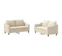 GHVBNMF Ensemble de canapé 2 pièces avec coussin en tissu - Crème | Ensemble de canapé 2 places confortable en crème pour votre salon. Tissu de qualité supérieure et structure en métal robuste.