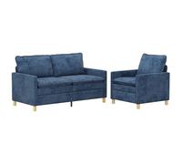 GHVBNMF Ensemble de canapé 2 pièces bleu 3 places avec cadre en métal | Ensemble de canapé élégant pour le salon et le bureau avec double rembourrage doux, housses amovibles et système de cadre