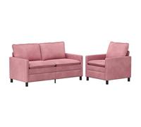 GHVBNMF Ensemble de canapé 2 pièces en velours rose 3 places avec cadre en | Élégante housse en velours rose avec rembourrage doux à double couche pour le salon et l'espace invité avec housse amovible.