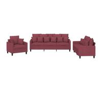 GHVBNMF Ensemble de canapé 3 pièces avec coussin en tissu bordeaux | Cet élégant ensemble de 3 fauteuils et canapés apporte confort d'assise et style à votre salon.