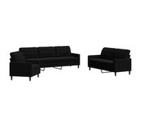 GHVBNMF Ensemble de canapé 3 pièces en velours noir avec structure en métal | Ensemble de meubles rembourrés en velours doux avec structure en métal robuste pour salon et salle de réception.