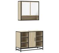 GHVBNMF Ensemble de meubles de salle de bain 2 pièces avec armoire miroir | Ensemble pratique pour salle de bain fabriqué en bois robuste et cadre en métal, offre un grand espace de rangement et un