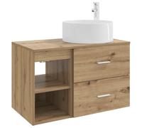 GHVBNMF Ensemble de meubles de salle de bain 2 pièces en chêne Artisan | L'armoire de lavabo suspendue et l'armoire d'appoint offrent un espace de rangement flexible pour les serviettes et les