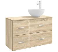 GHVBNMF Ensemble de meubles de salle de bain 2 pièces en chêne Sonoma | Armoire de salle de bain compacte aspect chêne Sonoma avec trou flexible pour votre salle de bain d'invités et salle de bain