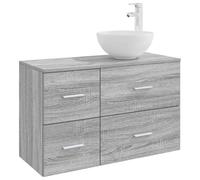 GHVBNMF Ensemble de meubles de salle de bain 2 pièces gris Sonoma bois | Ensemble de meubles de salle de bain flexible au design moderne avec tiroirs spacieux pour un rangement ordonné dans la salle