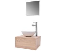GHVBNMF Ensemble de meubles de salle de bain 4 pièces avec lavabo et | Lavabo compact pour salle de bain d'invités : meuble mural peu encombrant, lavabo en céramique et mitigeur en kit complet.