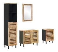 GHVBNMF Ensemble de meubles de salle de bain 4 pièces en bois de manguier | Ensemble de meubles muraux peu encombrants pour salle de bain avec armoire à miroir, meuble sous lavabo spacieux et boutons